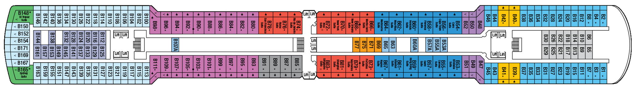 P&O Crusies, Arcadia, Deck 7 - B Deck.png